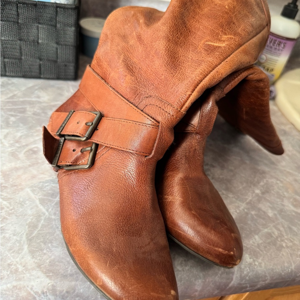 Gianni Bini Tan Leather Ankle Boots